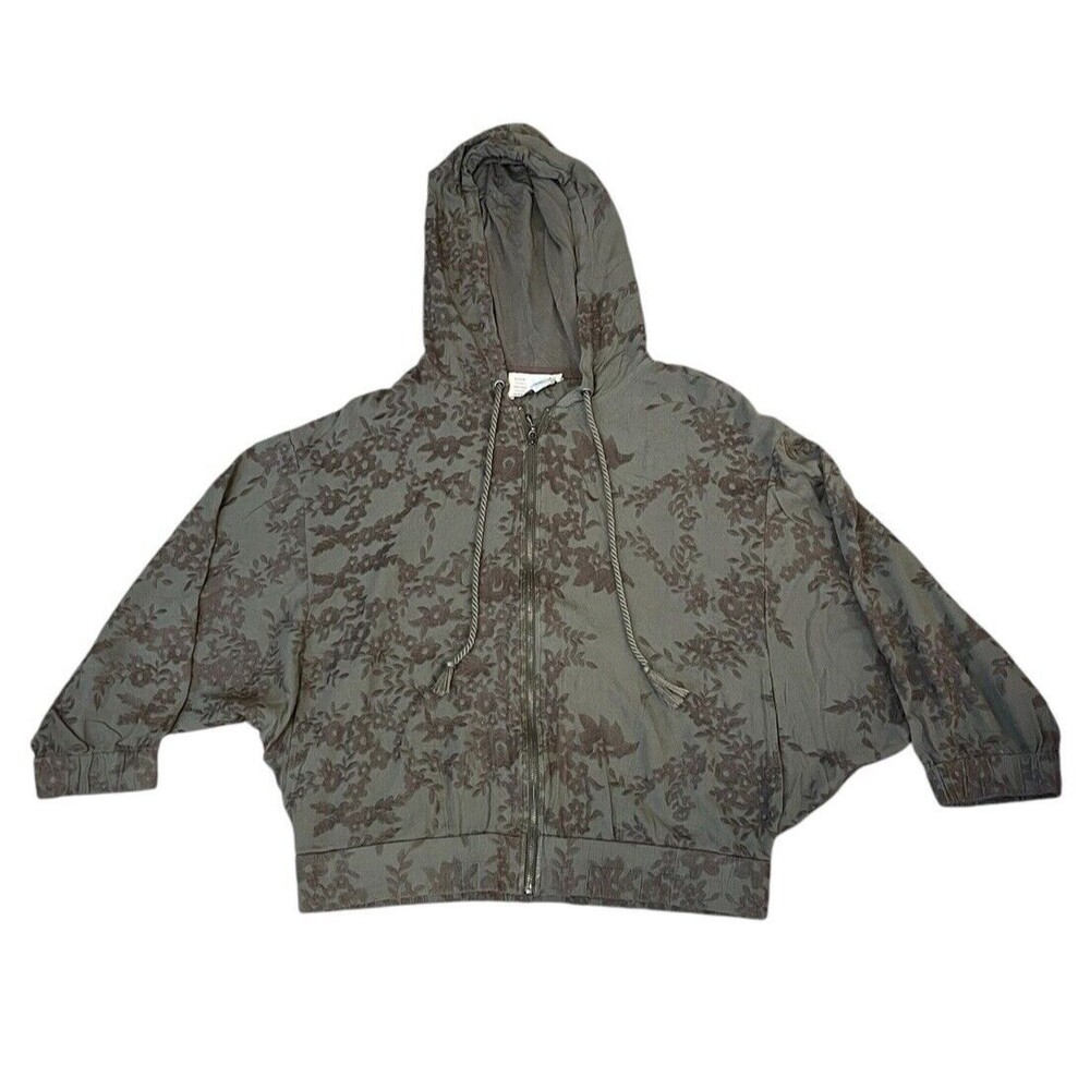 Anthropologie Saturday Sunday Embroidered Hooded Full Zip Dolman Sleeve Jacket S